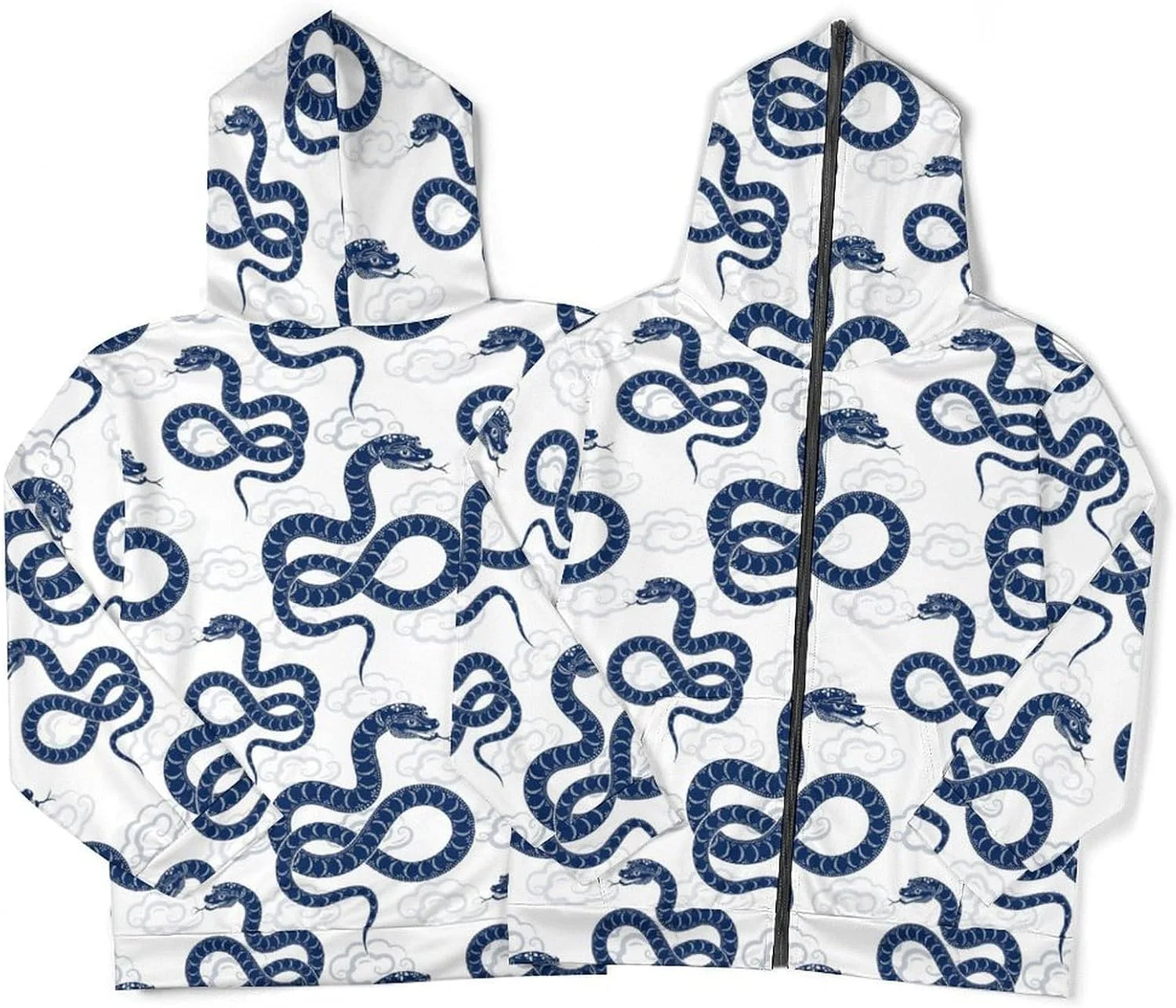 Snake Print мужская повседневная худи на молнии с карманами — фото 4