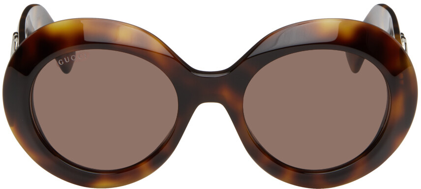 

Овальные солнцезащитные очки черепаховой расцветки Gucci, цвет Havana
