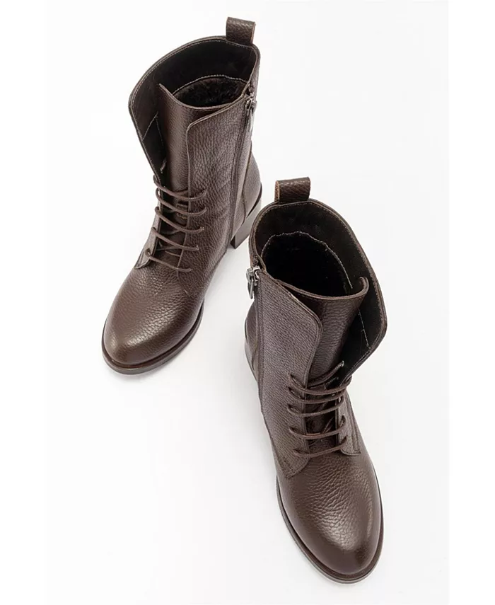 Кожаные ботинки Lana на блочном каблуке (женские) Forever & Always Shoes, коричневый — фото 4