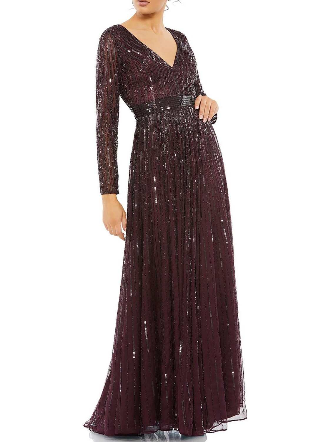 

Женское вечернее платье макси с блестками Mac Duggal, цвет Mulberry