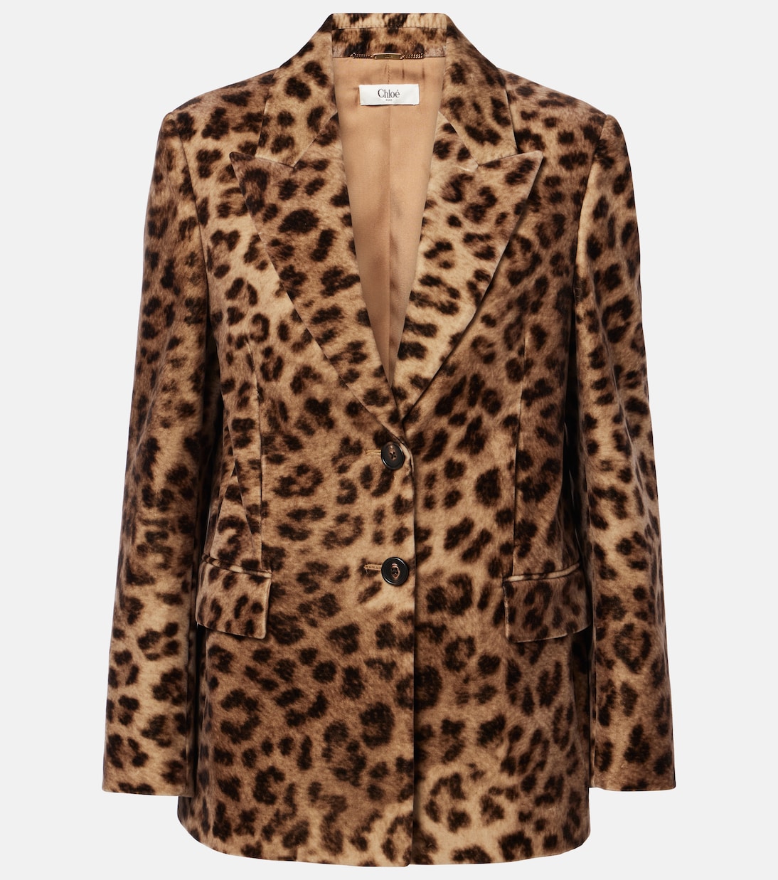 

Хлопковый блейзер с леопардовым принтом Chloé, Worn Brown