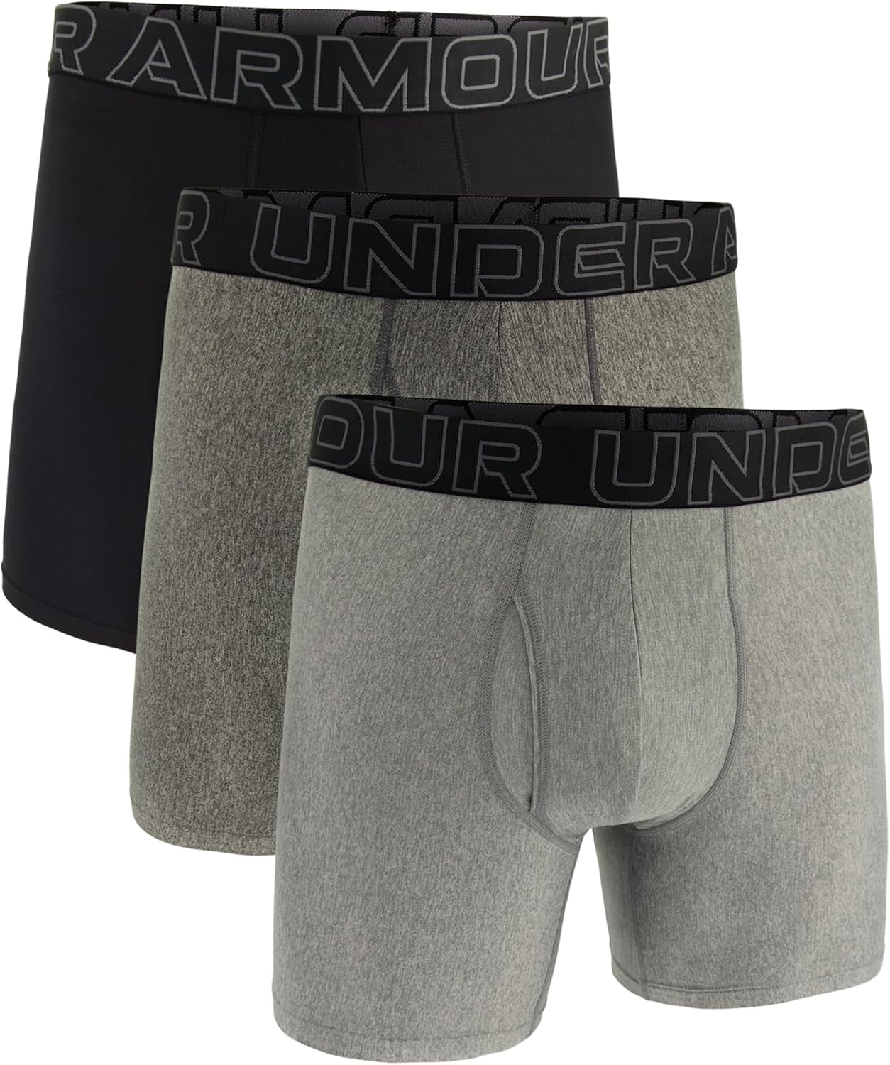 

Мужские боксеры Under Armour Charged Cotton 6-inch Boxerjock, 3 шт, Black/Grey/Dark Grey