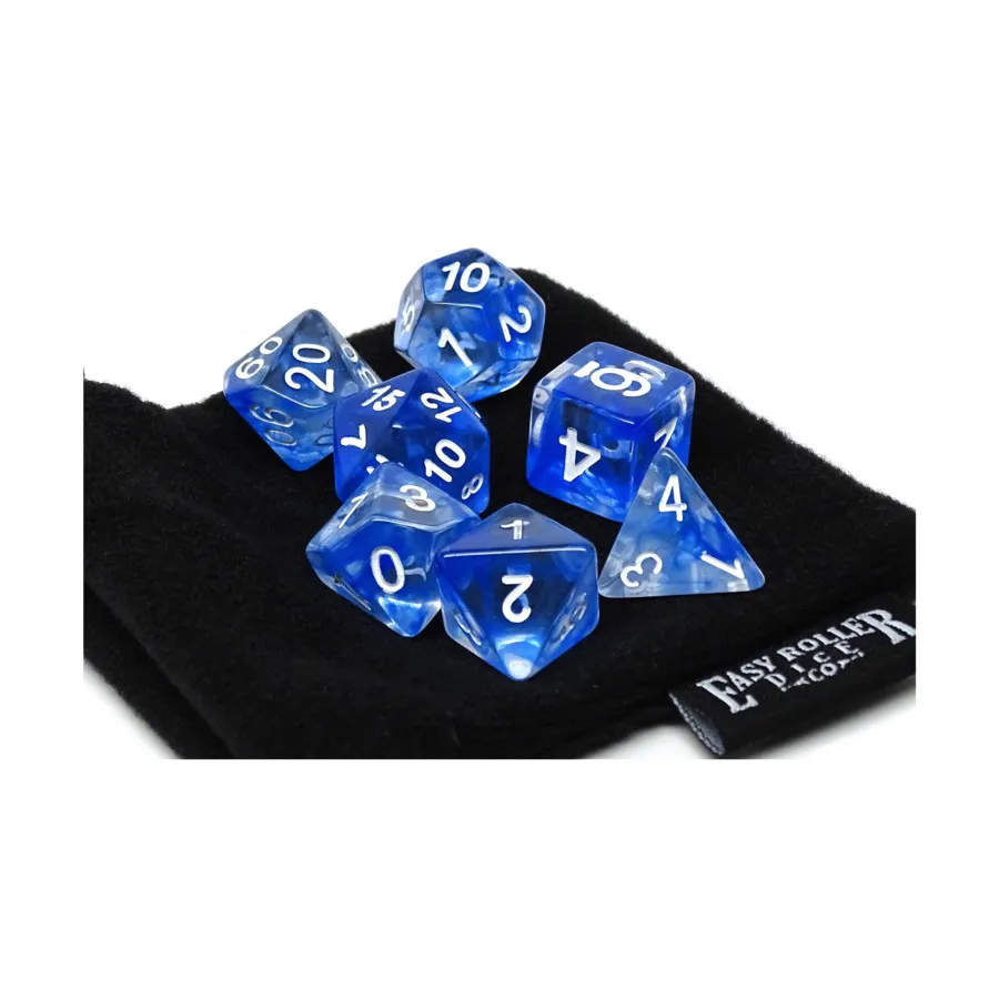 

Синий ледник с белым (7), Dice - 7 Piece Poly Sets - Glacier/Translucent (Easy Roller Dice)