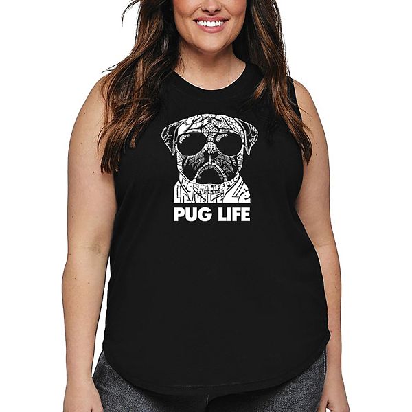 

Женская футболка plus size с принтом Pug Life La Pop Art, Black