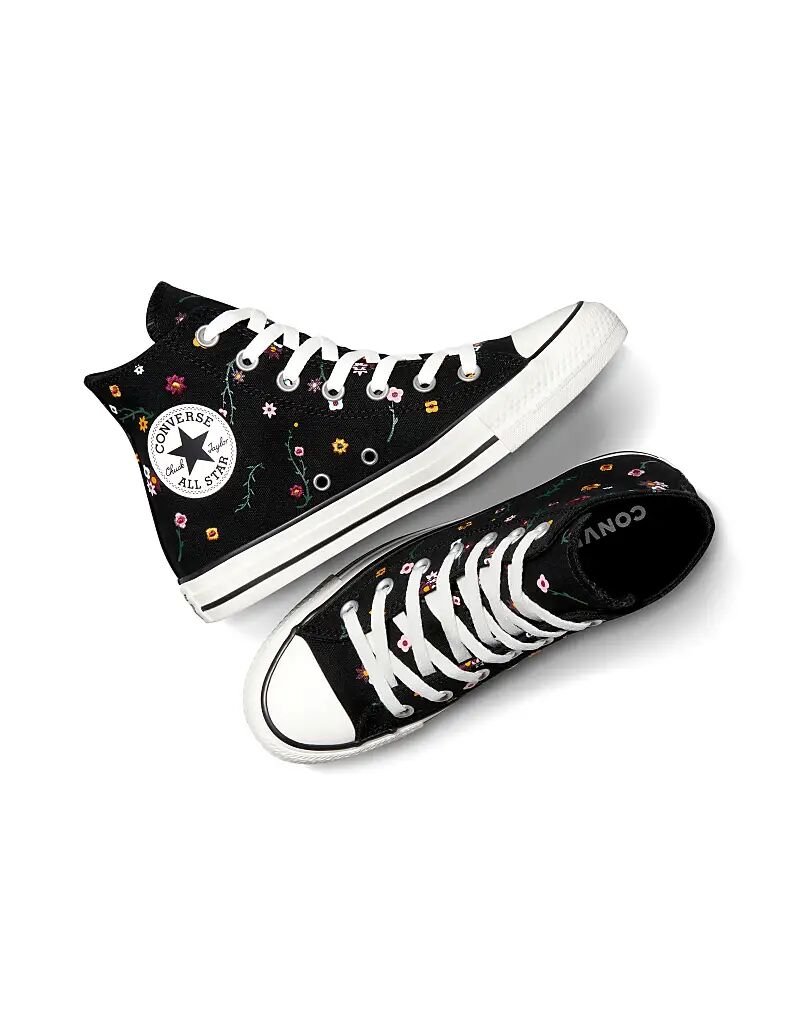 Кеды Converse Chuck Taylor All Star с вышитыми цветами в черном цвете/замороженном асаи/цветке Branch Out — фото 3