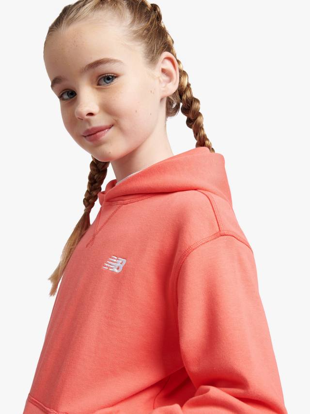 Детский худи с маленьким логотипом из френч-терри New Balance, Drift Red — фото 4