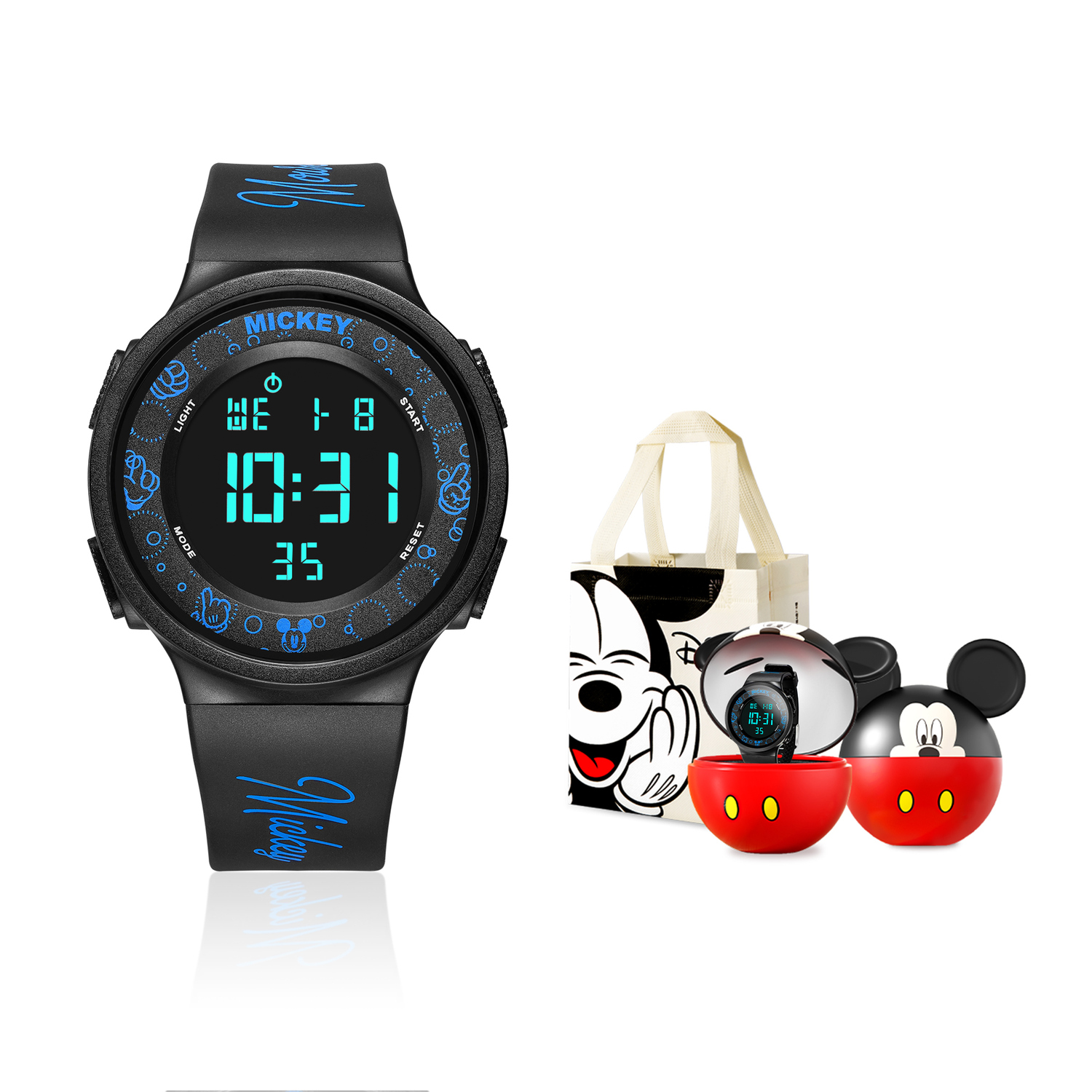

Disney Часы Mickey Series Electronic Movement Rubber Strap Watch Men's Watch Black Dial