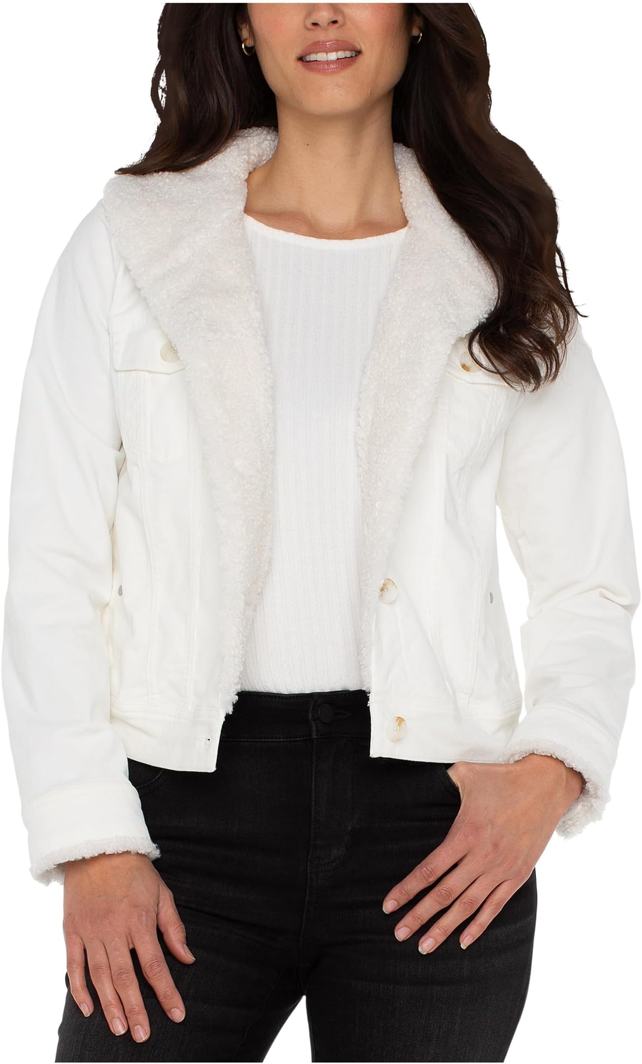 

Женская вельветовая куртка Trucker с воротником из шерпы Liverpool Los Angeles, Vintage White