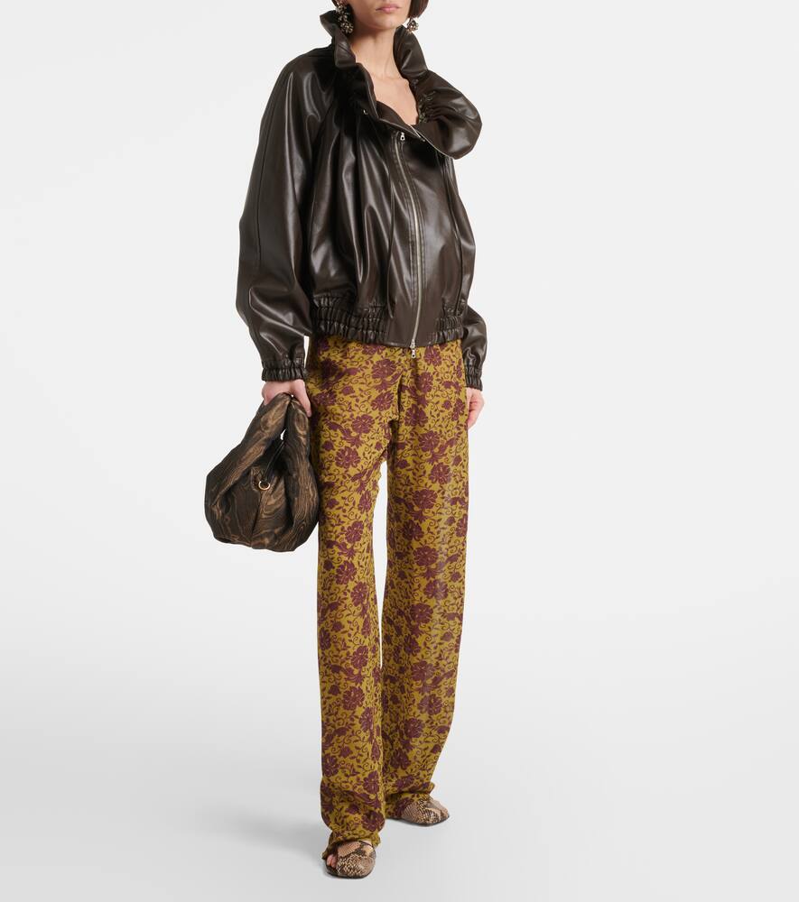 Кокон из плиссированного атласа блузон Dries Van Noten, Khaki — фото 2