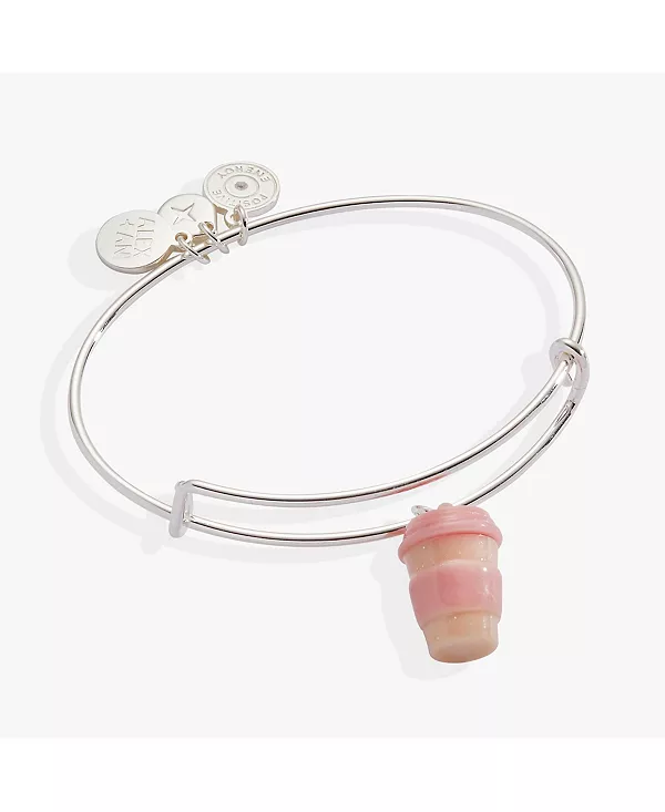 

Браслет из смолы с подвеской в виде розовой чашки кофе на вынос Alex And Ani, silver