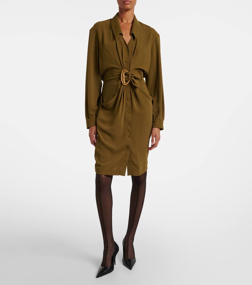 Рубашка-платье Cow-boys из креповой саржи Mugler, Olive Green — фото 2