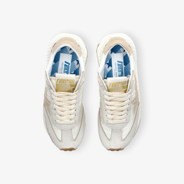 Беговые кроссовки Golden Goose Running marathon из замши и ткани с низким берцем, бежевый — фото 2