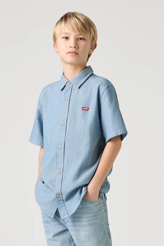 

Детская хлопковая рубашка SS WOVEN SHIRT Levi'S, синий