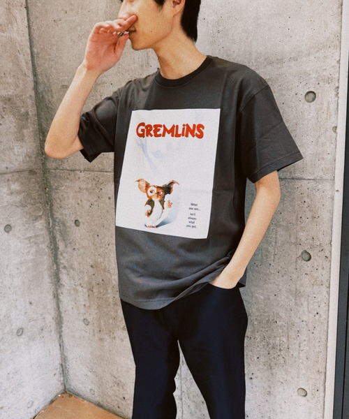 

Футболка с коротким рукавом, свободного кроя, пигментная отделка, винтажный вид, принт "Гремлины" Minius