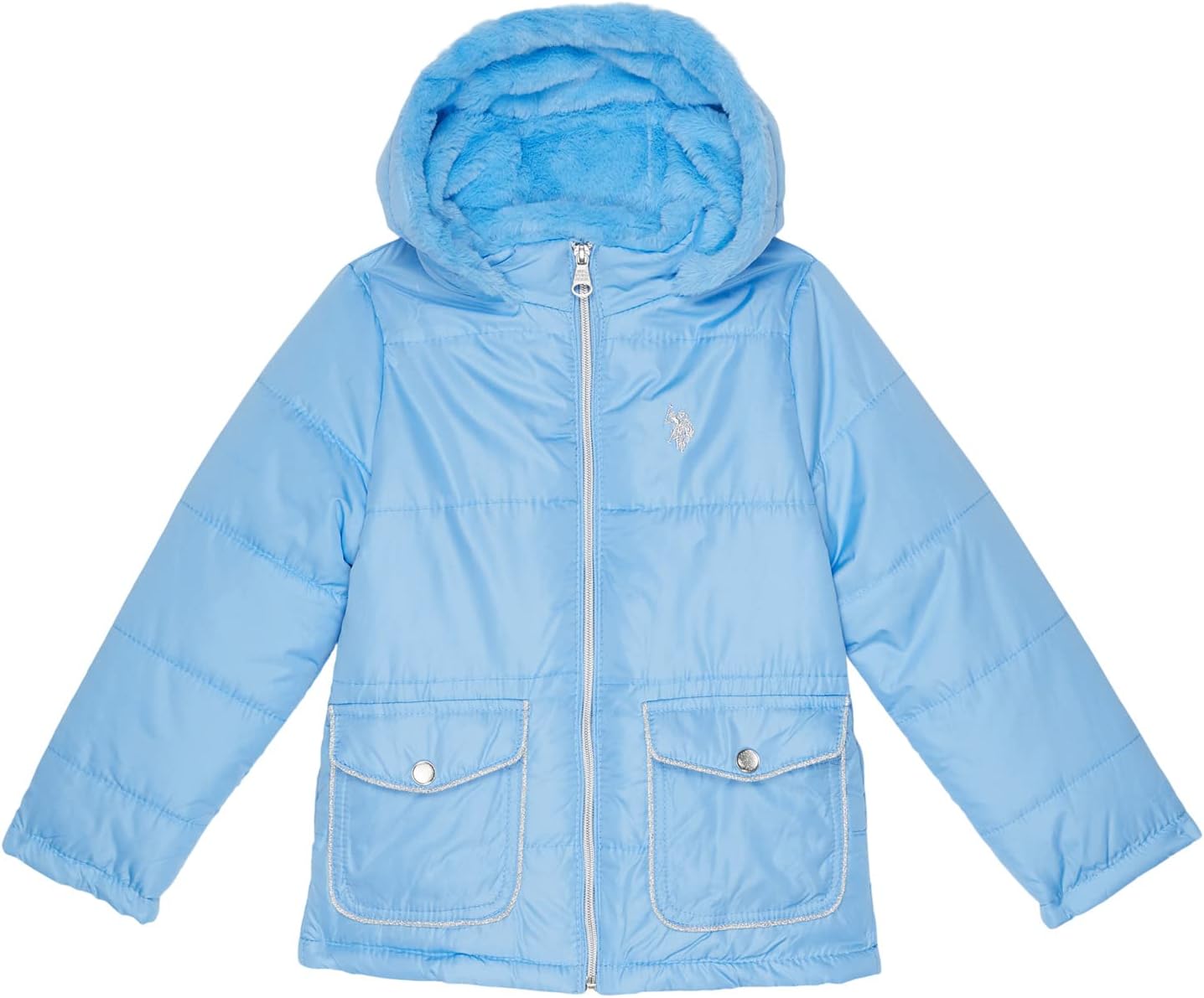 

Куртка U.S. POLO ASSN. Metallic Trim Puffer Jacket, цвет Light Blue