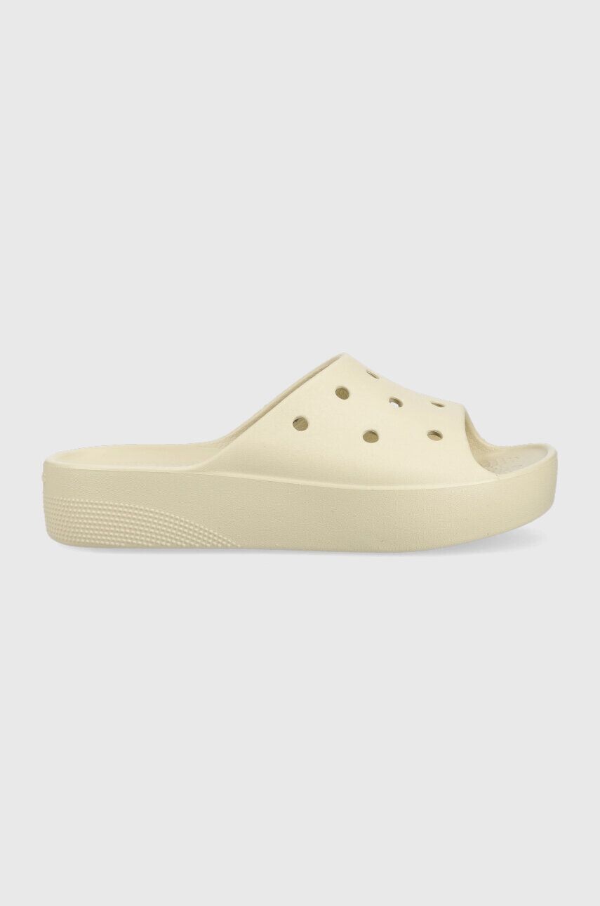Классические шлепанцы на платформе Crocs, бежевый — фото 2