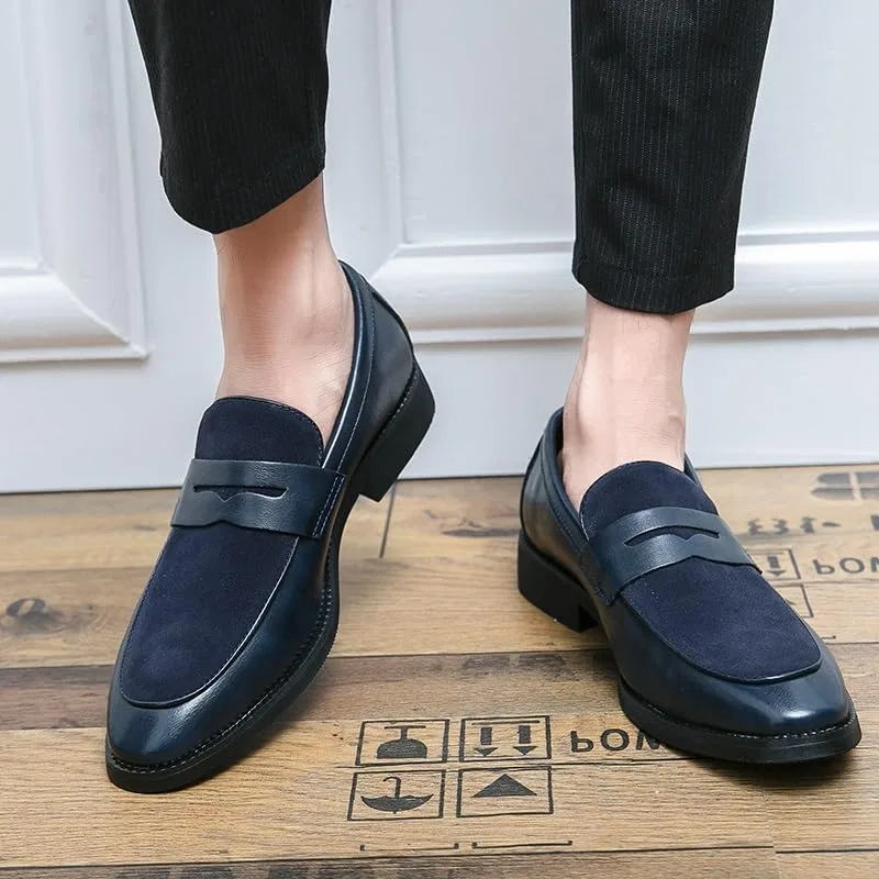 Лоферы кожаные замшевые мужские Loafers Blue PUGHGAETZF — фото 3
