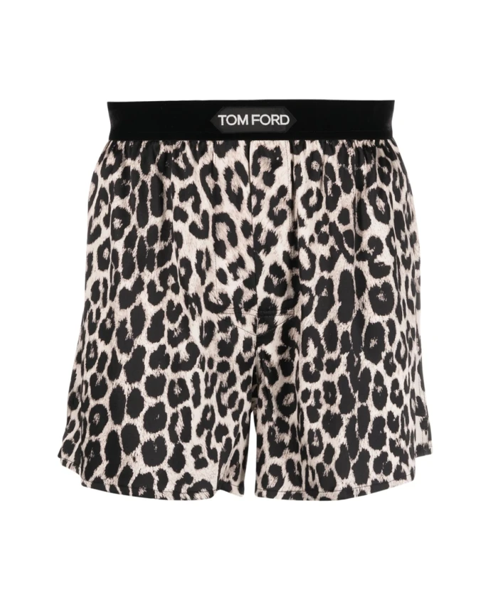 

Трусы до бедра с леопардовым принтом и логотипом на поясе Tom Ford, мультиколор