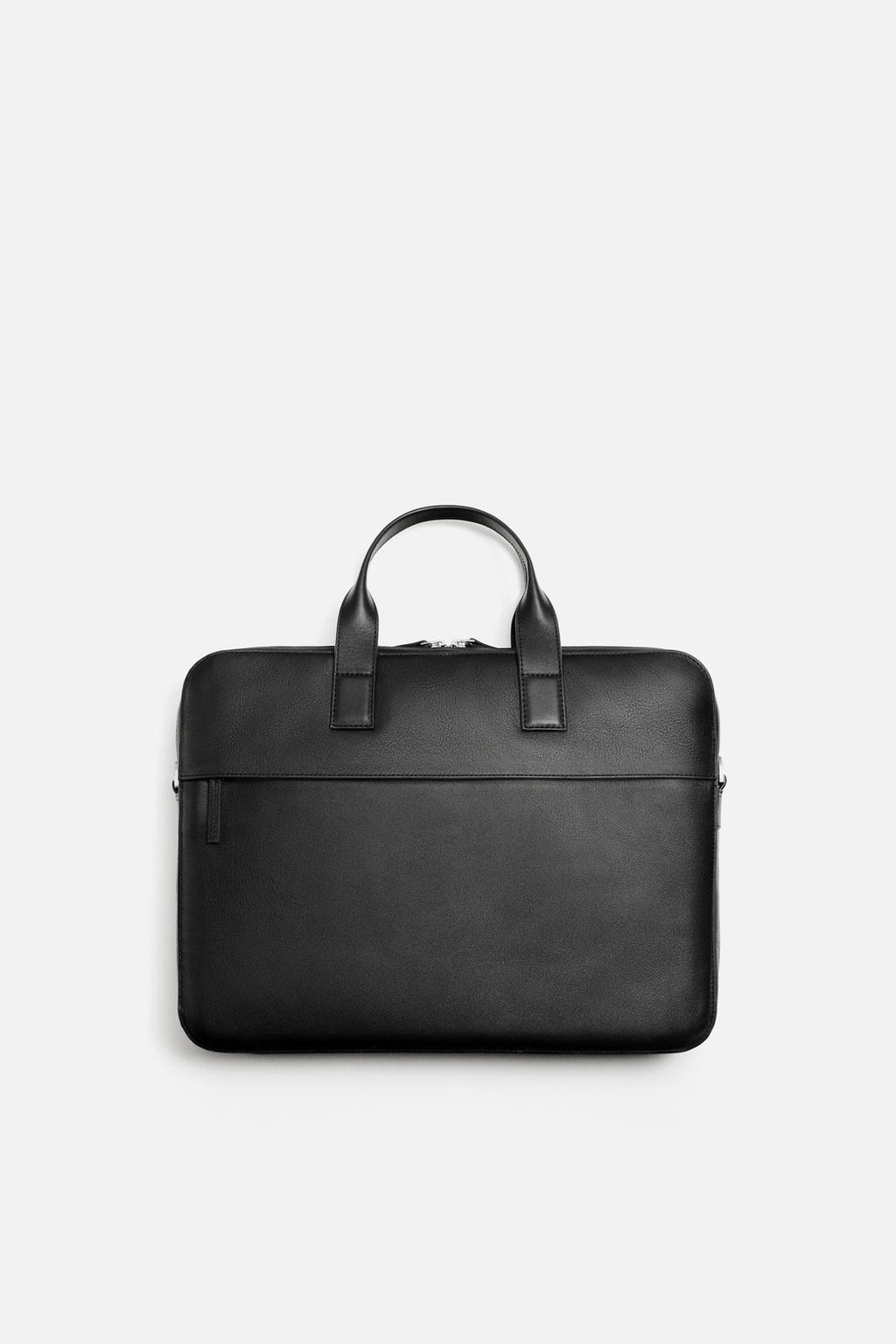 

Кожаная сумка ZARA, черный
