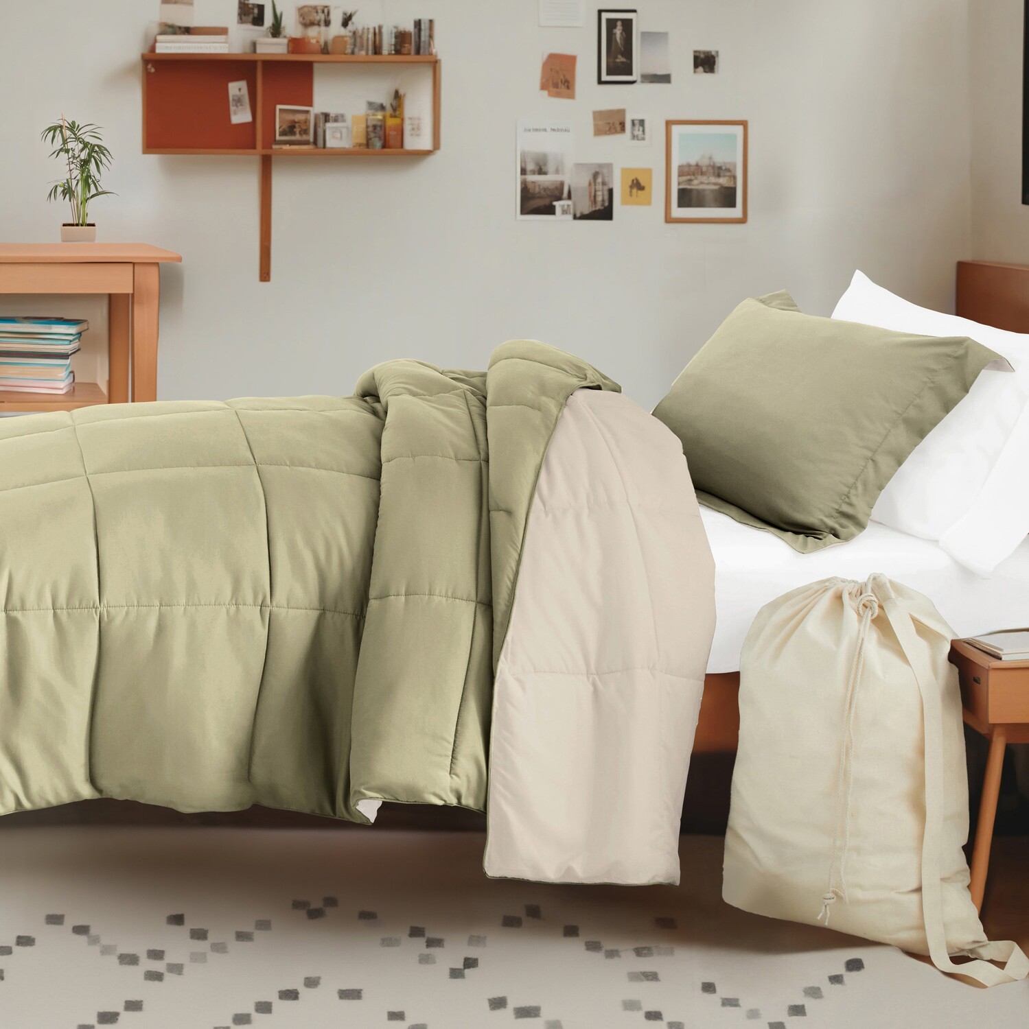 

Комплект постельного белья Ultimate College Essentials ienjoy Home, цвет Sage / Ivory