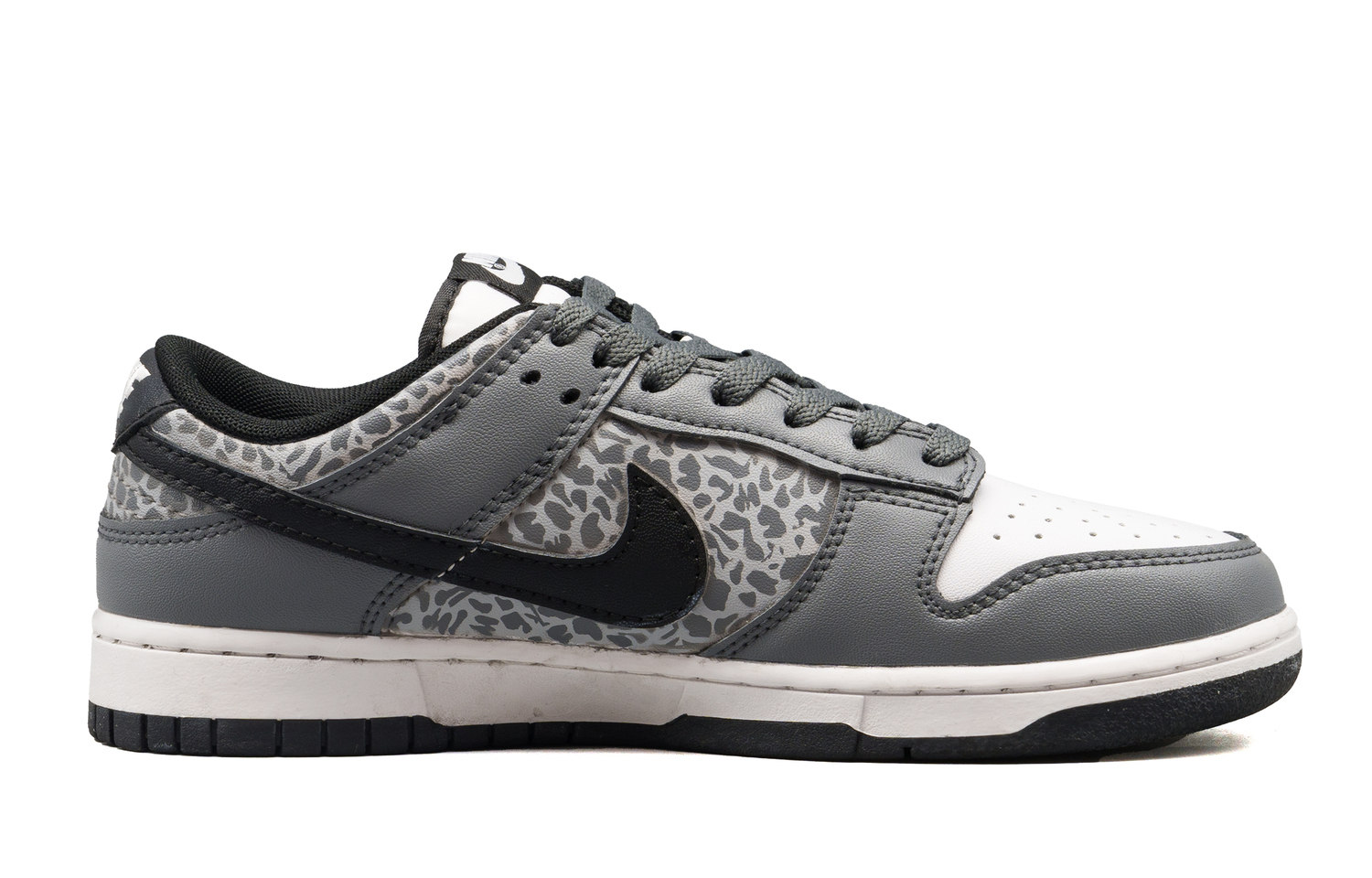 Nike Dunk Leopard Print Leather Slip Resistant Abrasion Resistant Low top Kids' Skateboarding Shoes Gray — фото 3