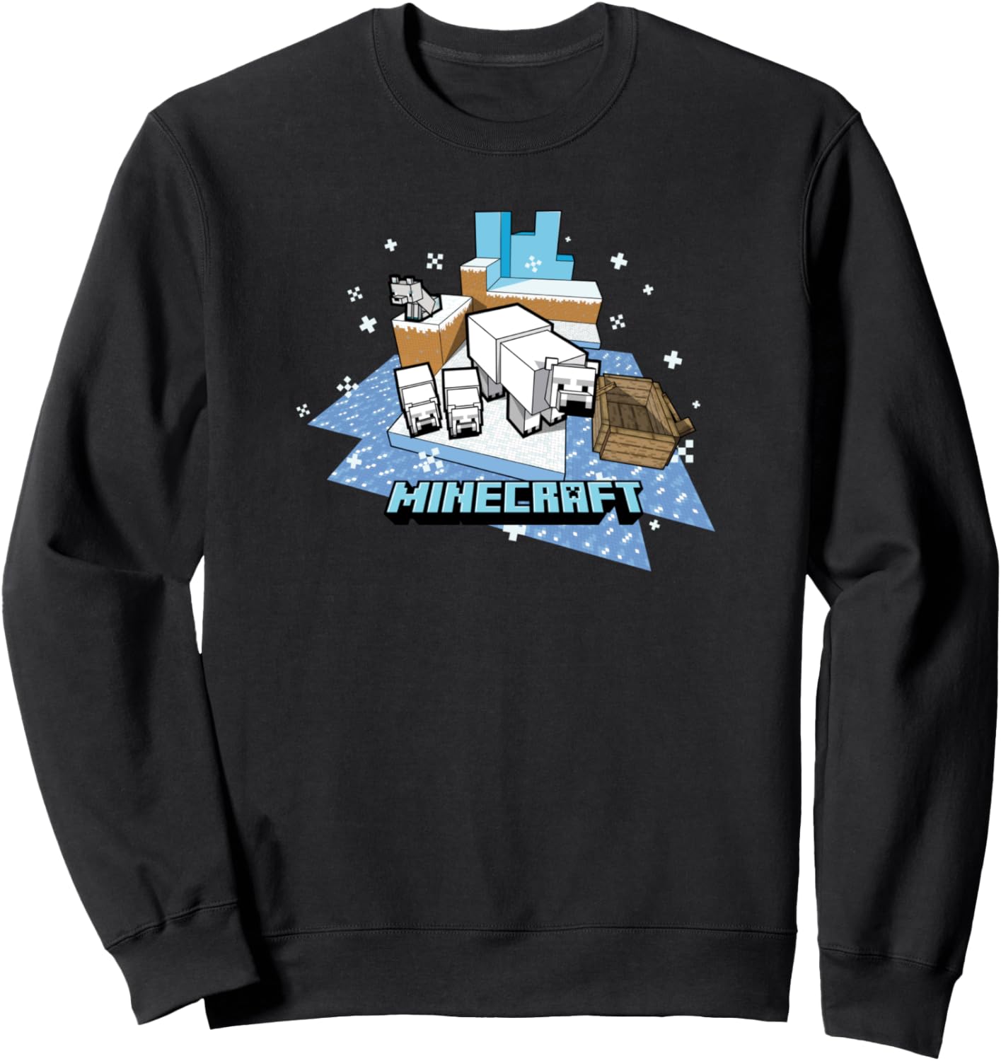 

Толстовка Minecraft с изображением зимних мобов: полярных медведей и волков, черная, Черный, Толстовка Minecraft с изображением зимних мобов: полярных медведей и волков, черная