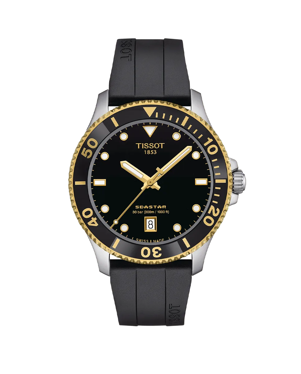 

Мужские часы коллекции Seastar из черного каучука Tissot, черный