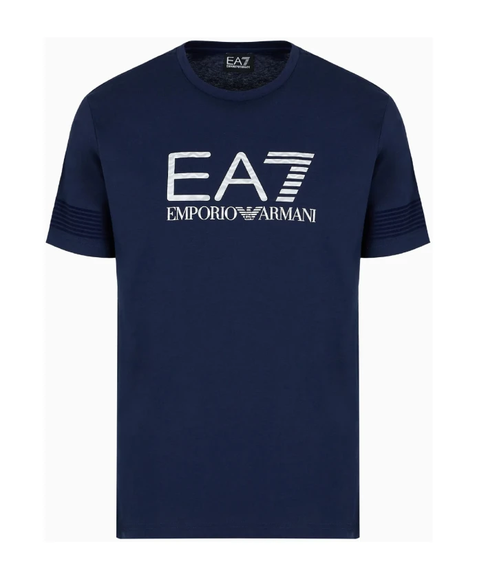 

Базовая футболка с полосатыми рукавами Emporio Armani Ea7, синий