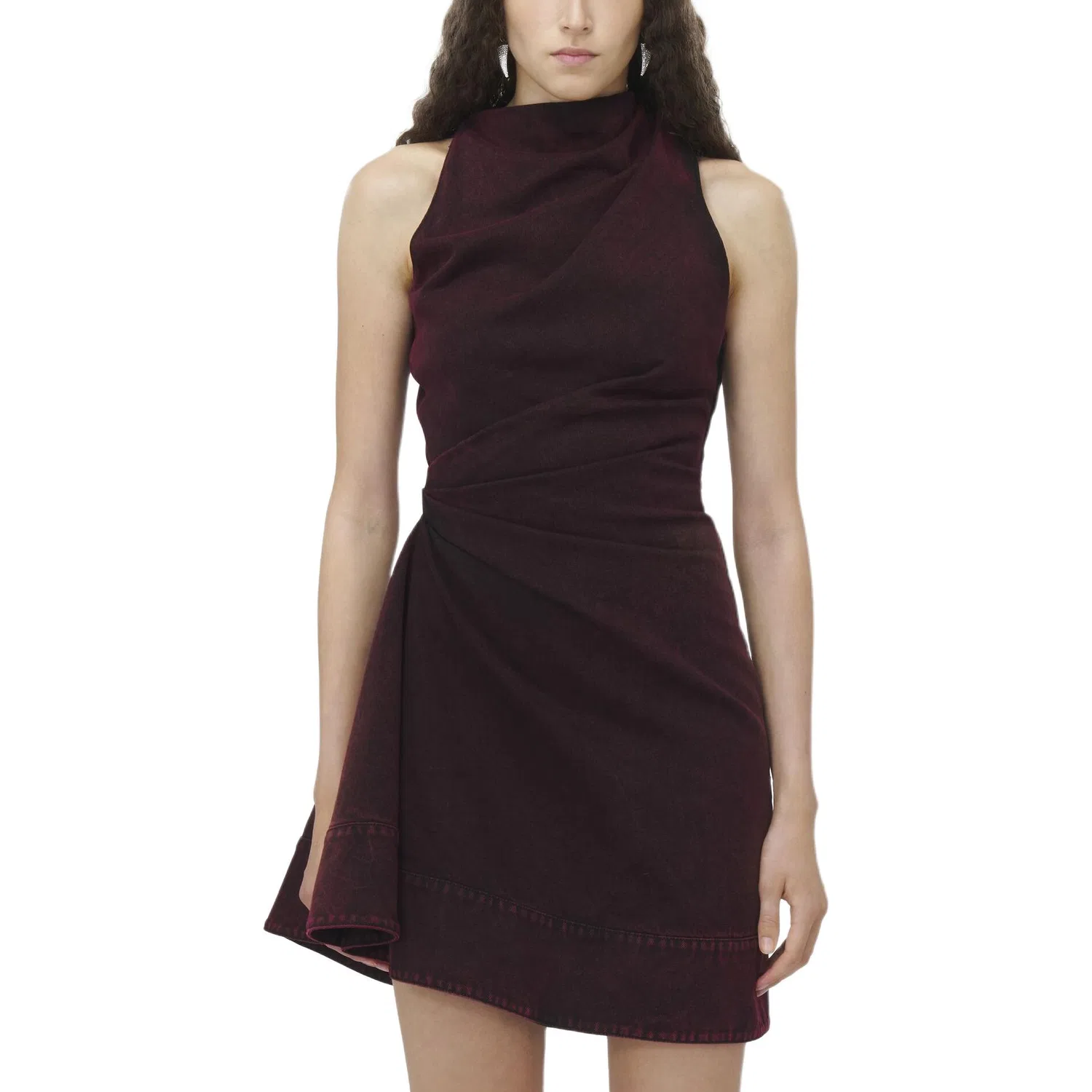 Джинсовое мини-платье Overdyed Alexander McQueen, Bordeaux Wine Color — фото 4