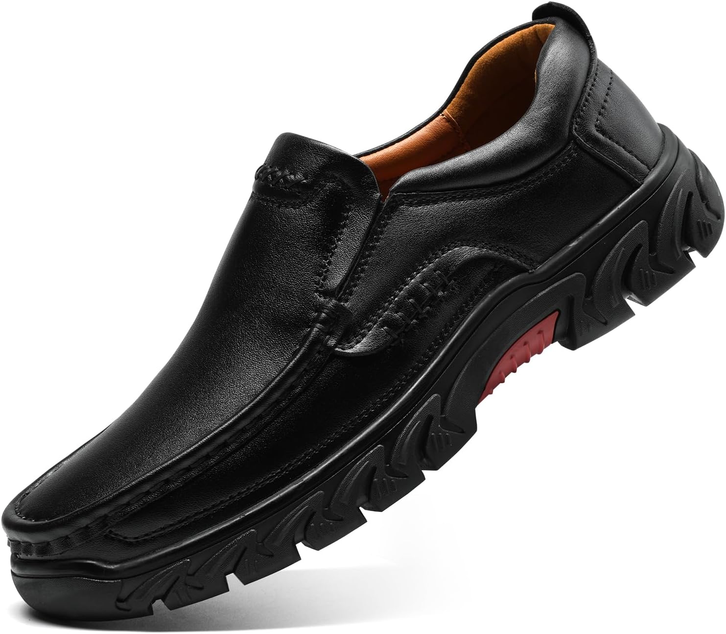 

Мужские повседневные слипоны-лоферы Классические кожаные прогулочные и походные туфли для работы и офиса, удобные Luodenglang, черный