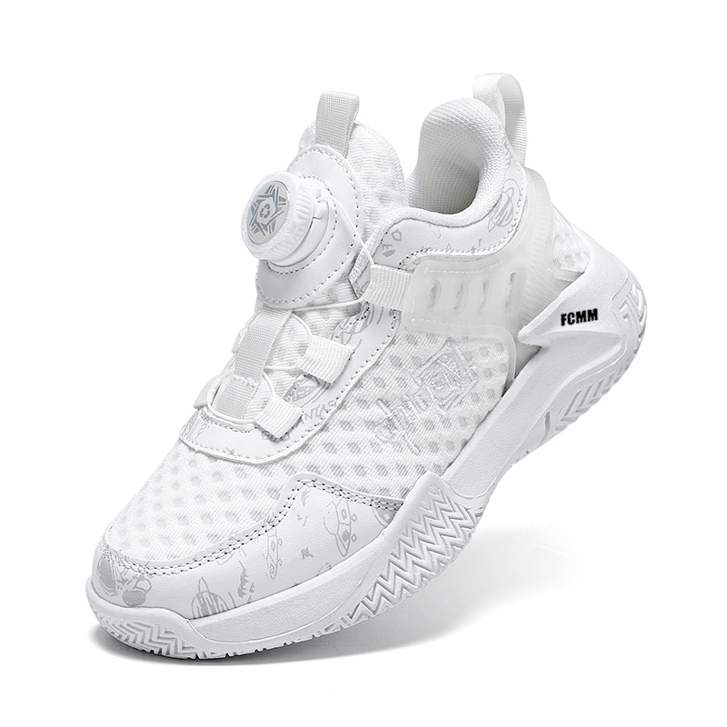 

Амортизирующие устойчивые к истиранию с хорошим отскоком дышащие баскетбольные кроссовки mid top для детей FCMM, белый