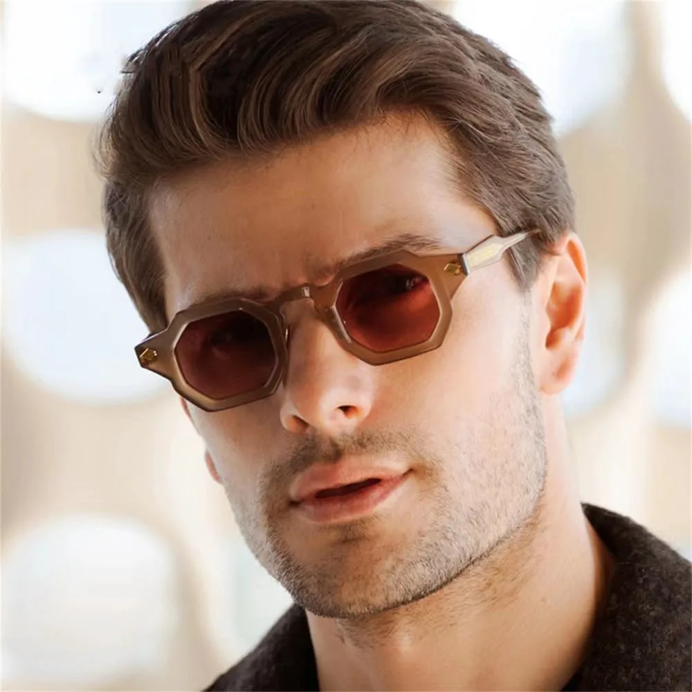 

Ретро-солнцезащитные очки Polygon для женщин с заклепками, градиентные линзы, защита от УФ-излучения UV400; мужские солнцезащитные очки в стиле панк HDUBFY, 2