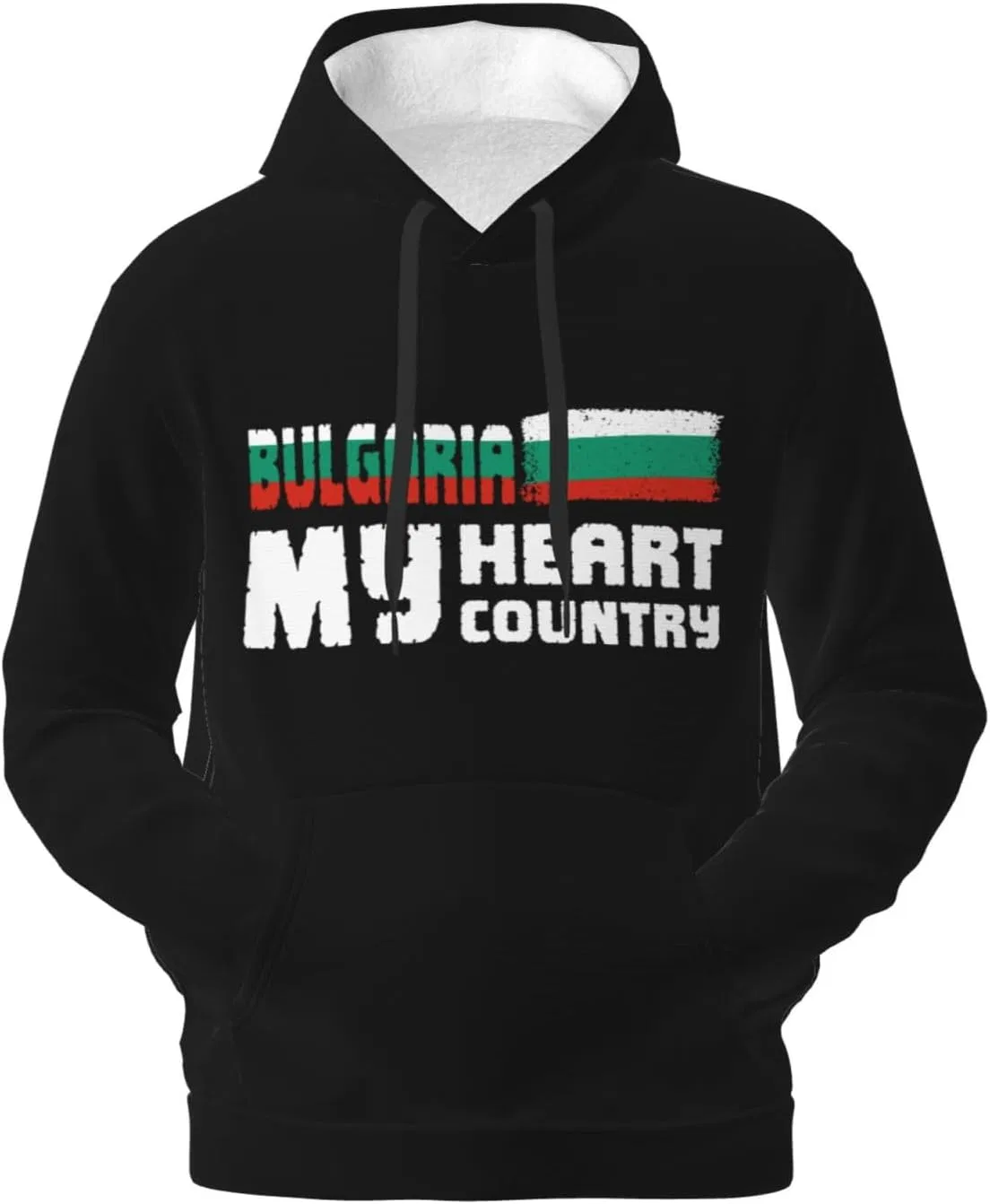 Мужская флисовая толстовка с капюшоном и карманом Bulgaria Bulgarian National Flag Generic, черный — фото 2
