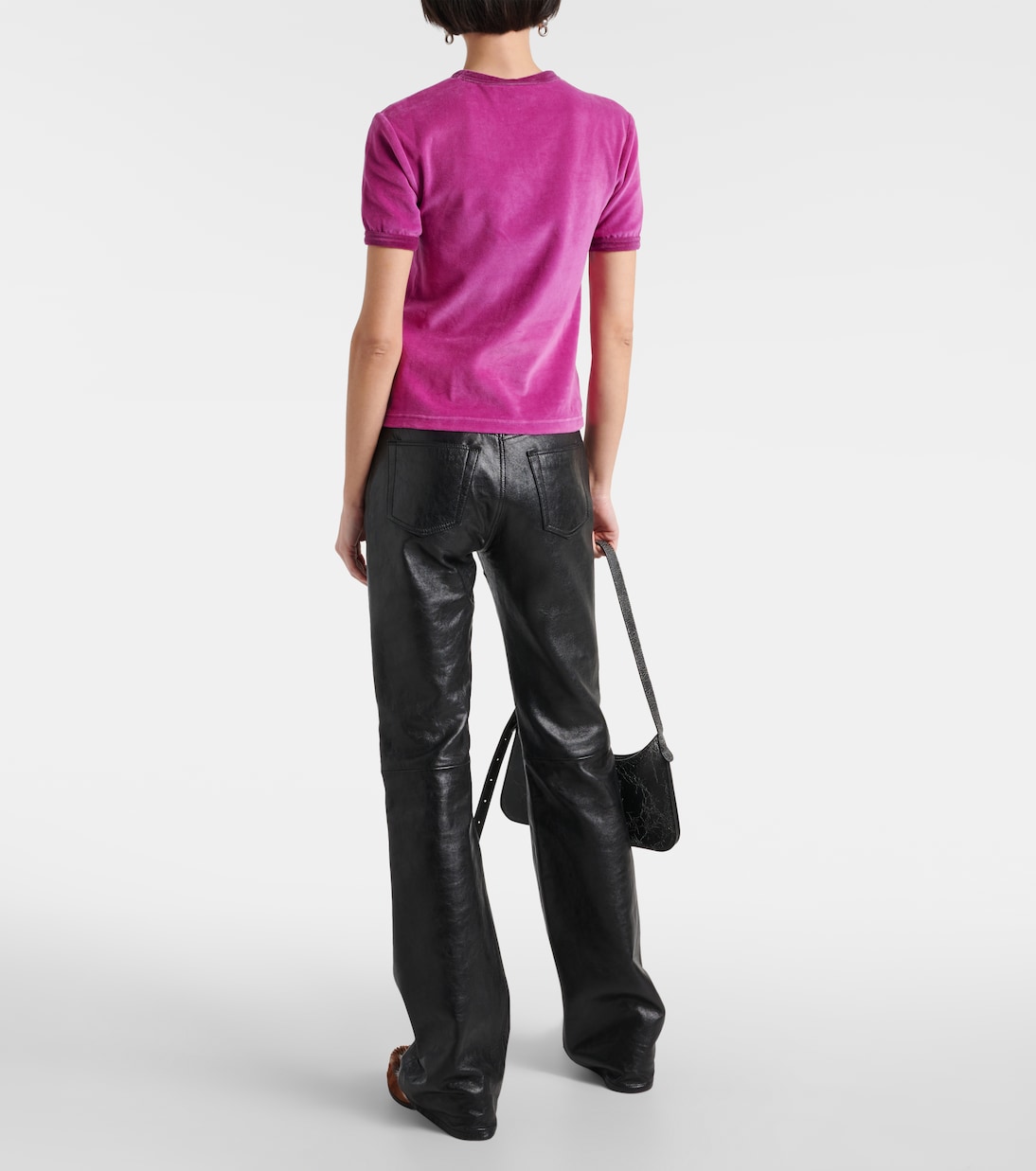 Футболка из хлопковой смеси с тисненым логотипом Acne Studios, Magenta Pink — фото 3