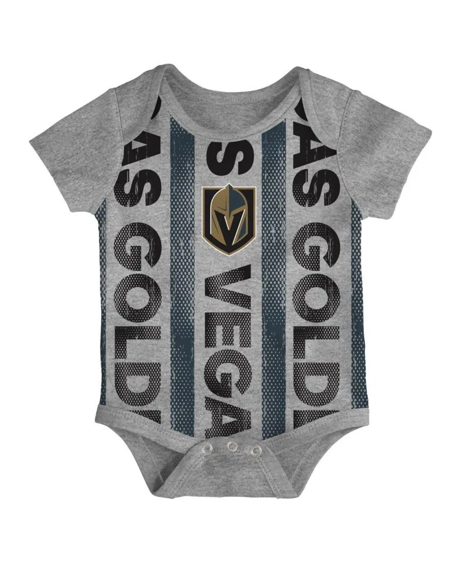 Комплект из 3 бодиков для мальчиков и девочек с символикой команды Vegas Golden Knights "Loyal Buddies" Outerstuff, черный — фото 4