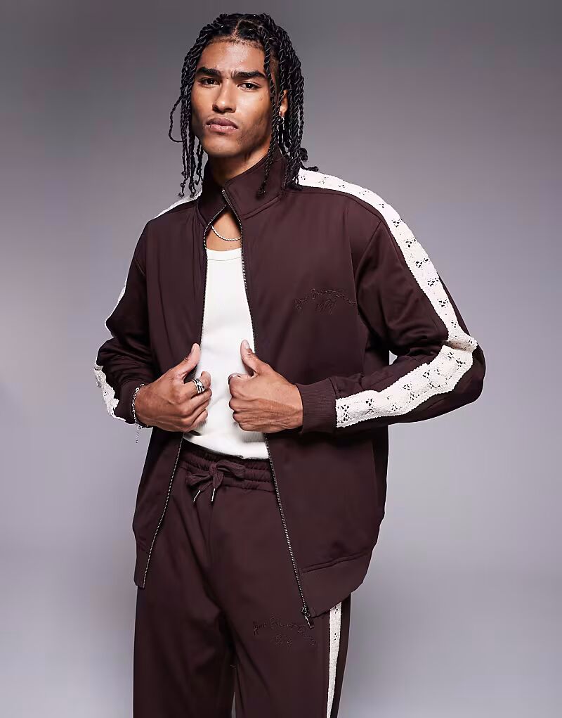 

Спортивная куртка River Island, связанная крючком, коричневого цвета, Коричневый, Спортивная куртка River Island, связанная крючком, коричневого цвета
