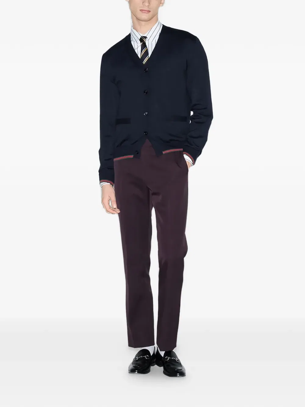 Кардиган Gucci V-образный вырез, длинные рукава, синий — фото 2