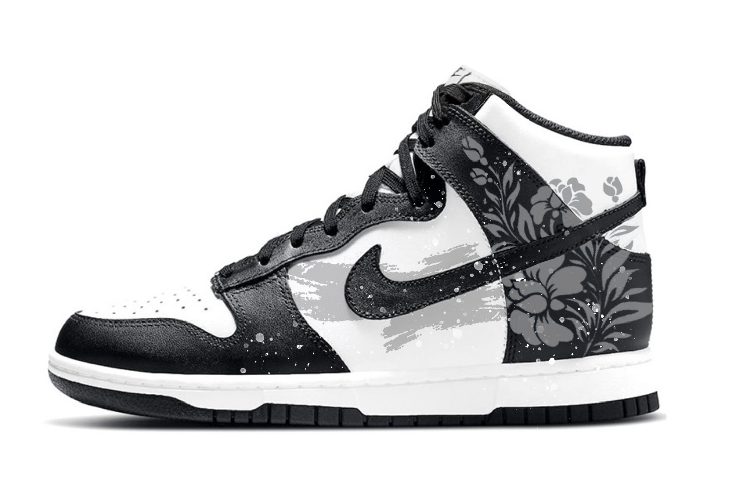 

Nike Кроссовки для скейтбординга Dunk Peony Silhouette с противоскользящим покрытием, износостойкие, мужские, черные, белые, серые