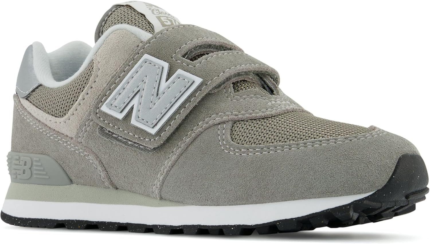 Кроссовки New Balance Kids 574 Core на застежке-липучке, серый/белый — фото 4