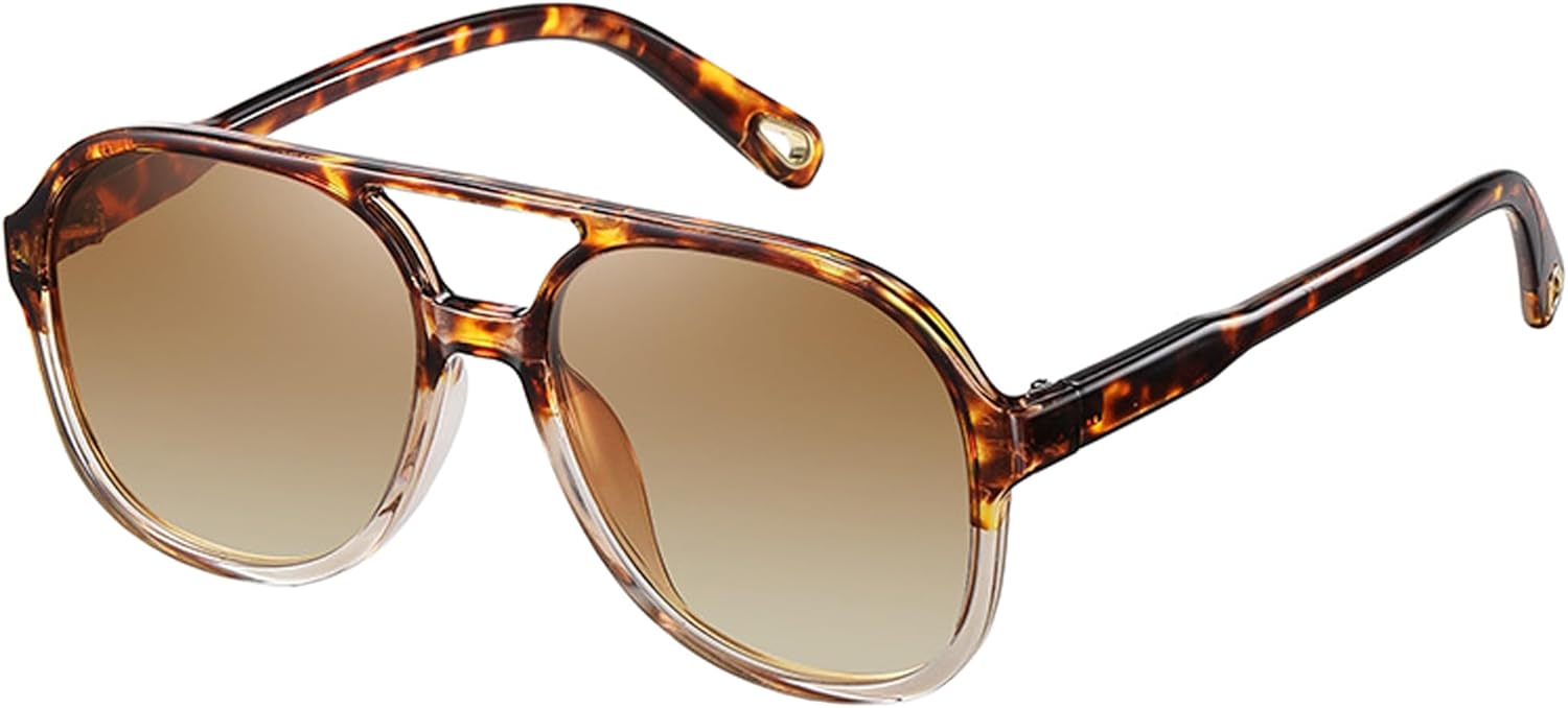 

Солнцезащитные очки-авиаторы Onrtry Retro с поляризацией для женщин и мужчин, классические, винтажные, квадратной формы, в стиле 70-х, A12 Tortoise&brown/Gradient Brown