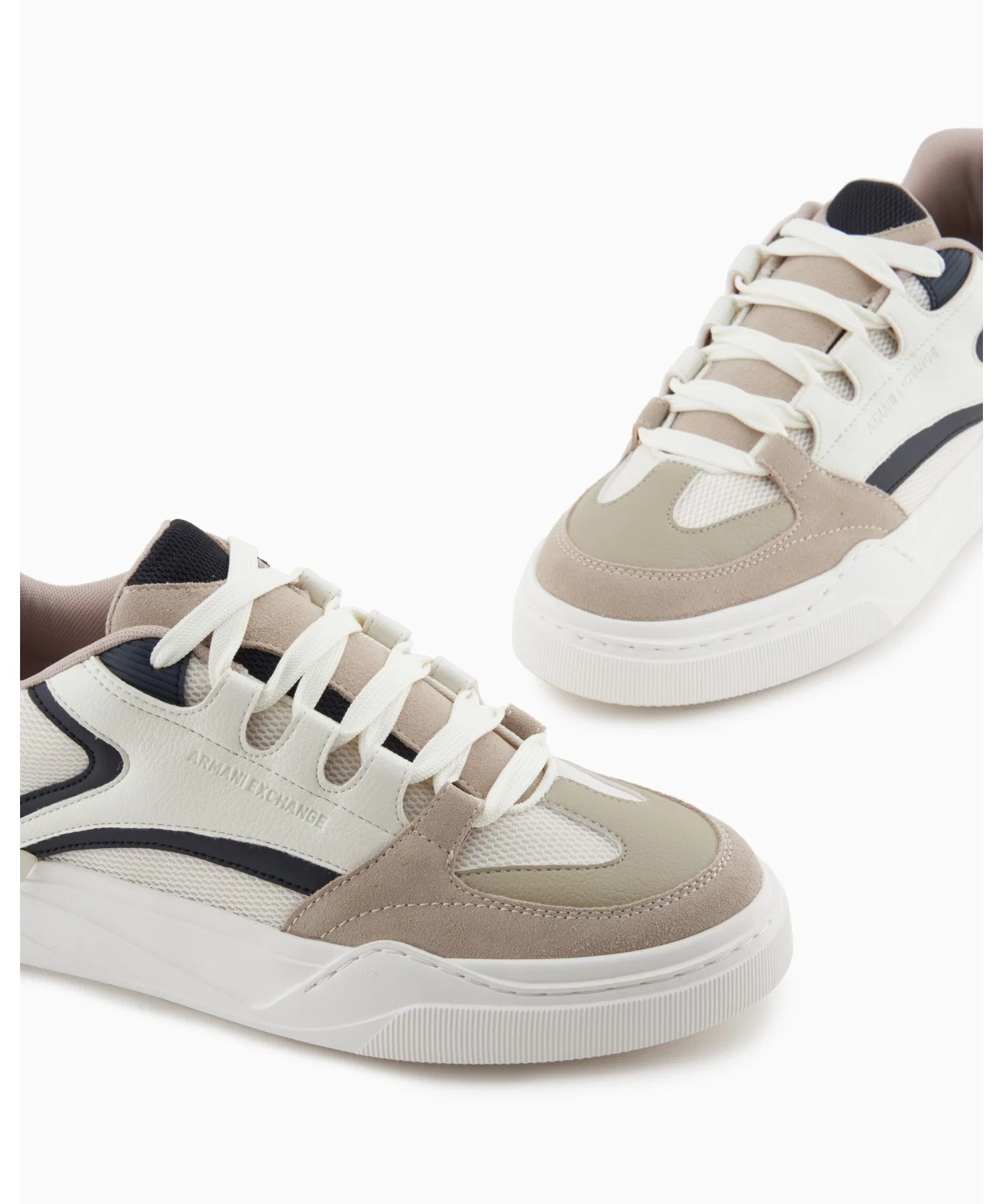 Мужские кроссовки ARMANI EXCHANGE из сетки и кожи бежевые