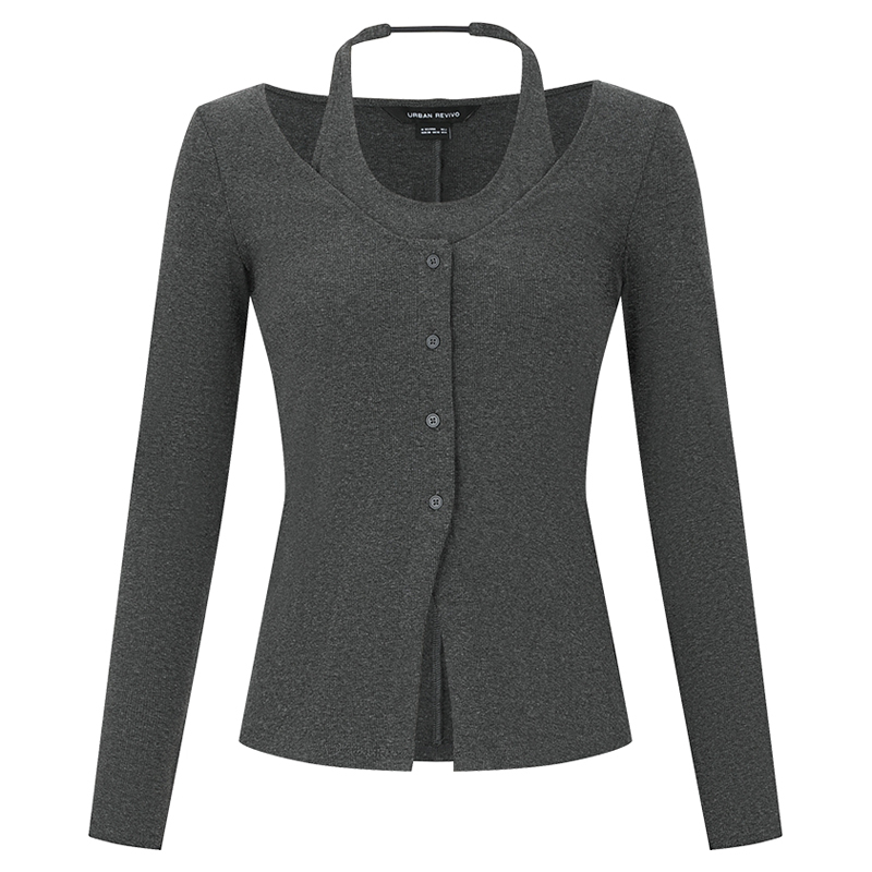 

URppp Футболка Women's Dark Gray Crew Neck Thin