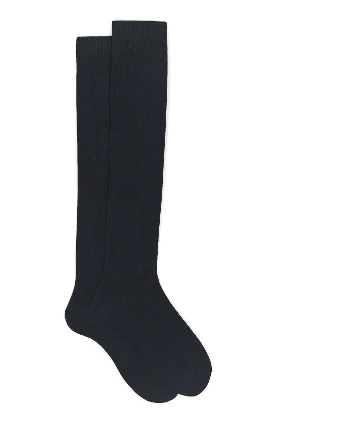 

Мужские длинные синие однотонные хлопковые носки Gallo, синий