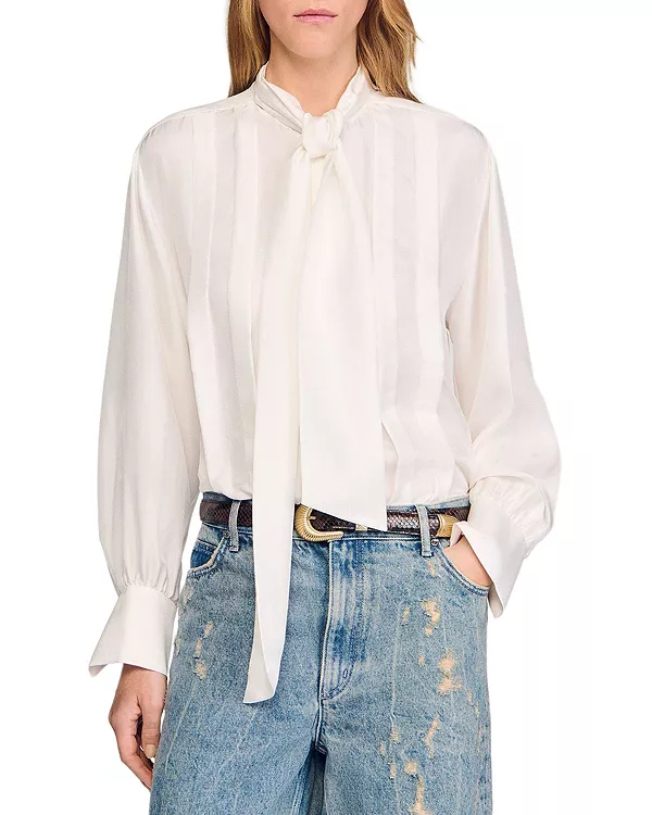 

Шелковая рубашка Sandro, белый