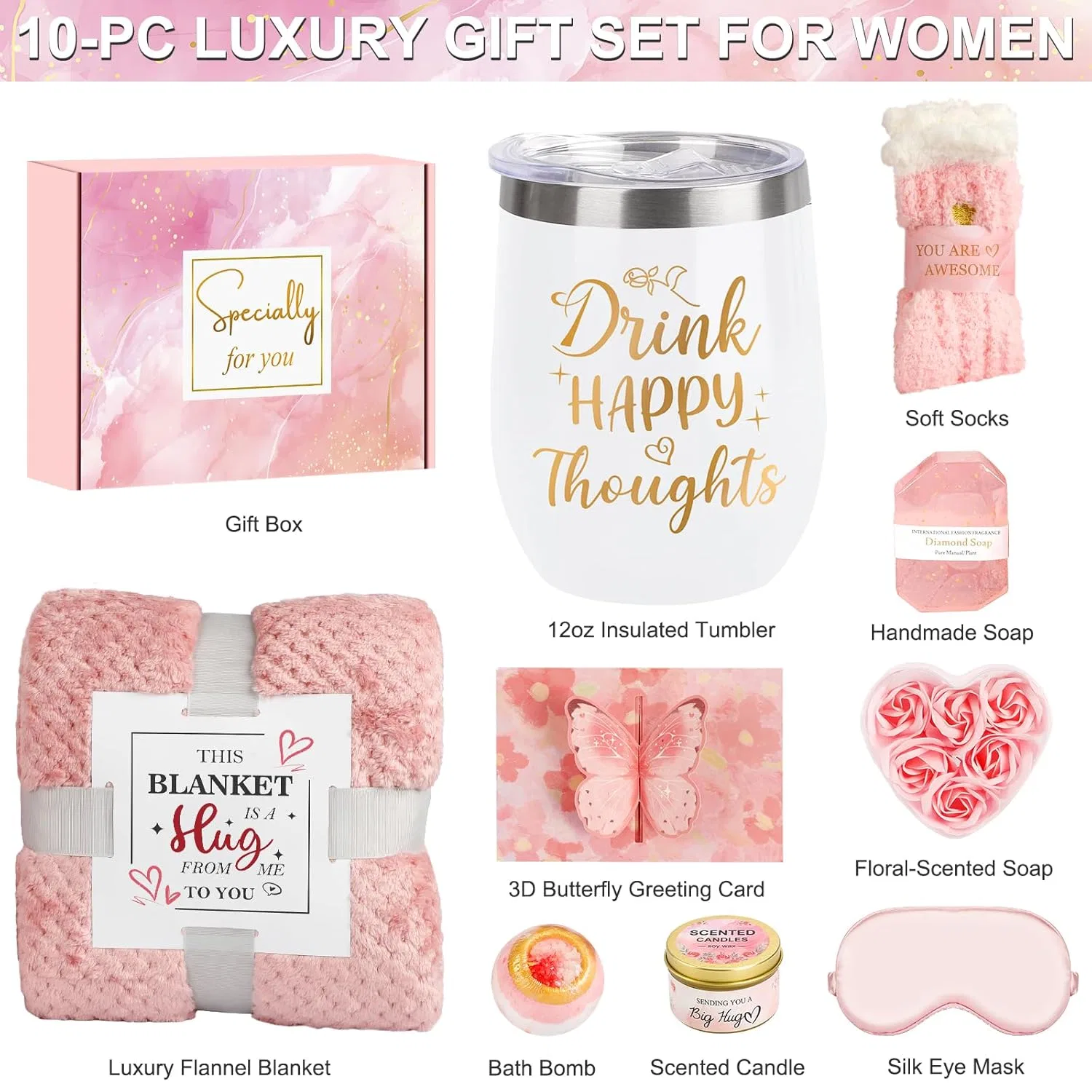 Подарочный набор для женщин на день рождения и Рождество Amosking, Pink Gift — фото 2