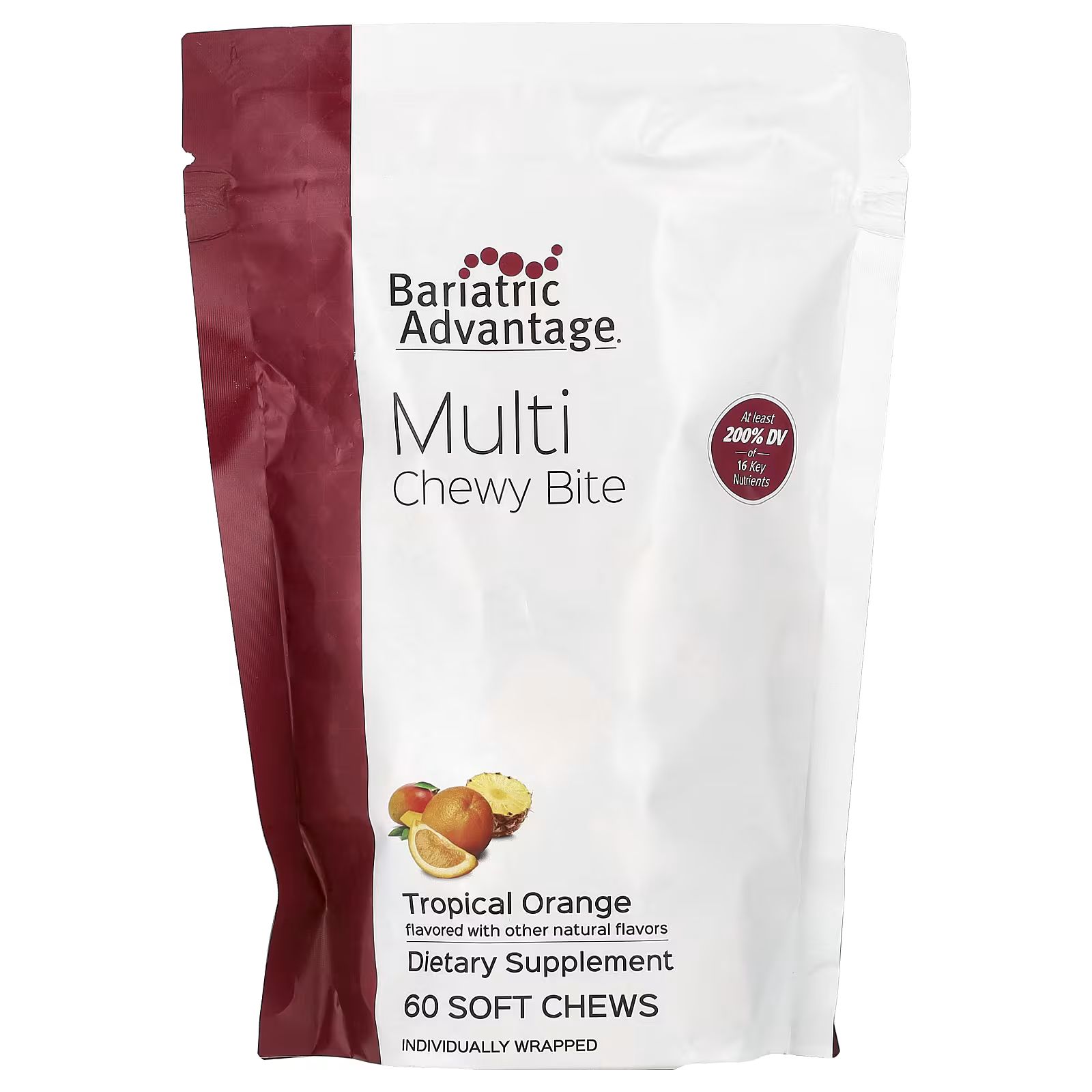 

Multi Chewy Bite, Тропический апельсин, 60 мягких жевательных конфет Bariatric Advantage