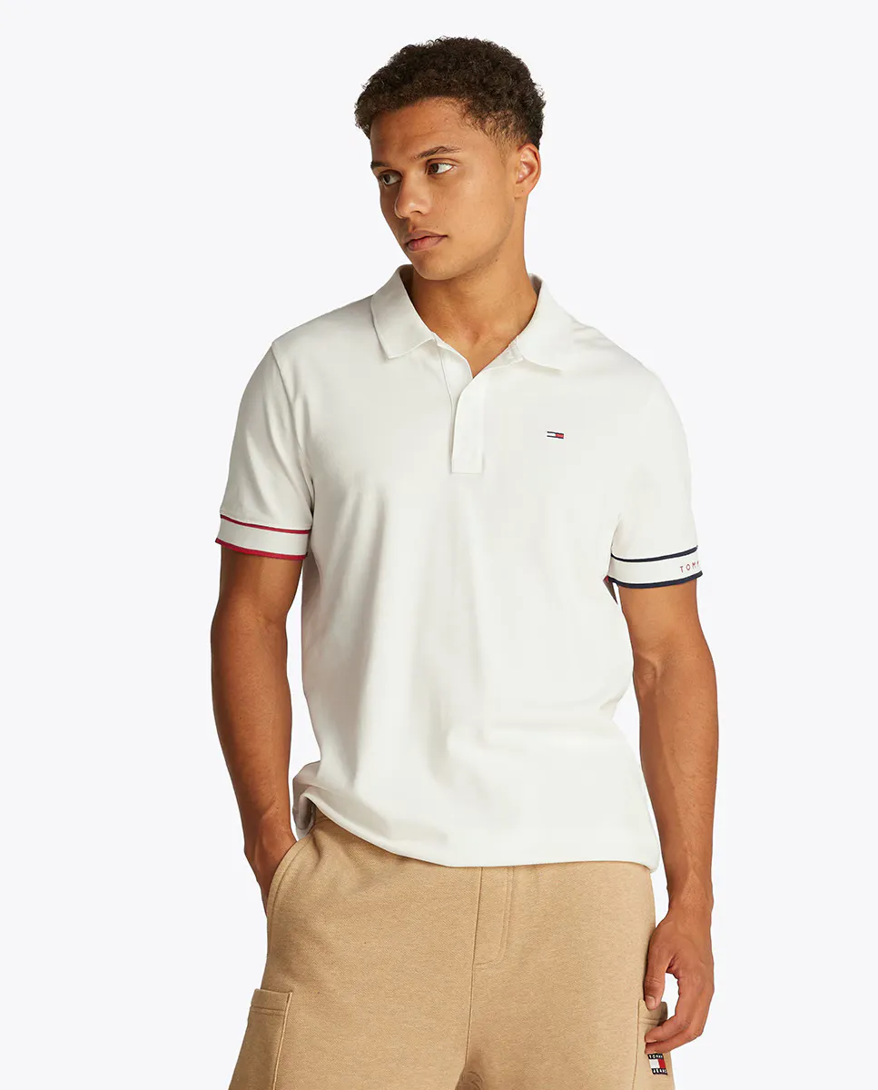 

Мужская поло с коротким рукавом и облегающим силуэтом Tommy Jeans, белый
