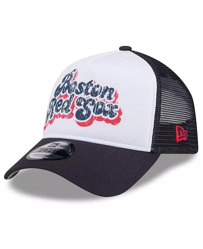 

Женская белая/темно-синяя регулируемая шляпа Boston Red Sox Throwback Team с А-образной рамкой спереди Trucker 9Forty New Era, белый