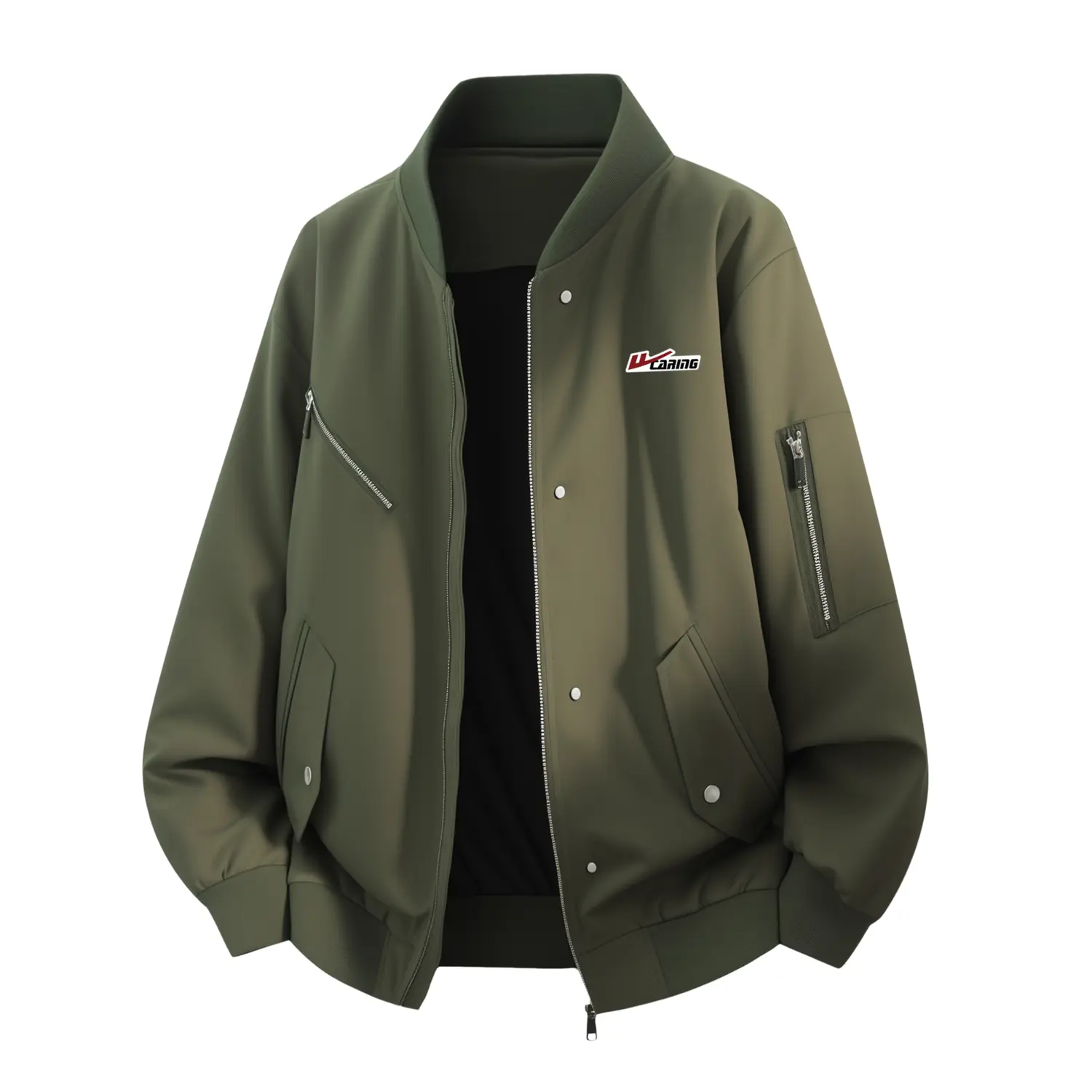 

Пуховик Unisex Stand Collar Thickened WARRIOR, army зеленый (diy badge)