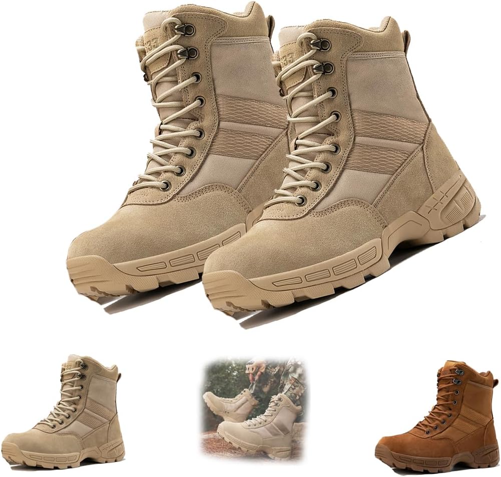 

Мужские водонепроницаемые ботинки, легкие, с нескользящей подошвой, для активного отдыха и походов, повседневные, дышащие, высокие тактические военные ботинки, ортопедическая обувь для ходьбы Generic, Sand-a 7.5-8